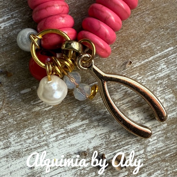 Alquimia Gold and Red Bracelet with Pearl Charm - Picture 1 of 2